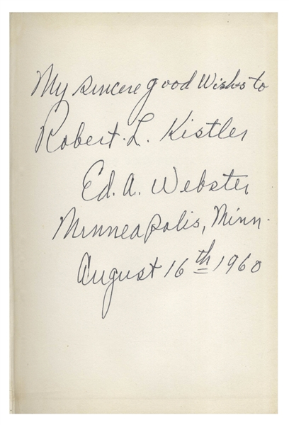 Bill Wilson Signed Second Edition of the Alcoholics Anonymous Big Book -- ''...in gratitude for your recovery...'' -- Also With Edward A. Webster Signed Copy of the AA Book ''Stools and Bottles''